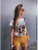 Women\'s summer shorts with a belt, mustard 10200 - Online store - Boutique